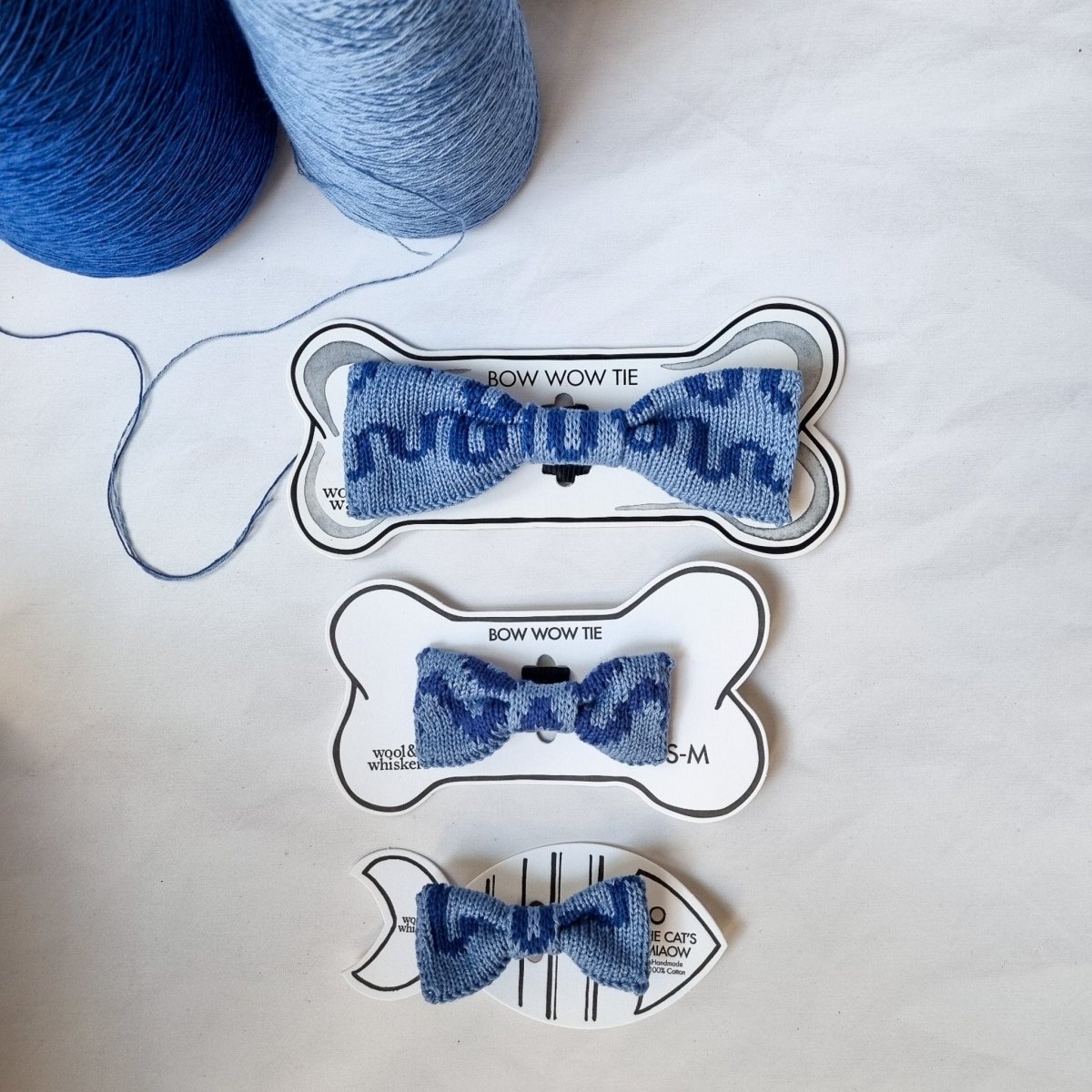 Cat/Tiny Dog Bow Tie: Blue Wave - Wool & Water