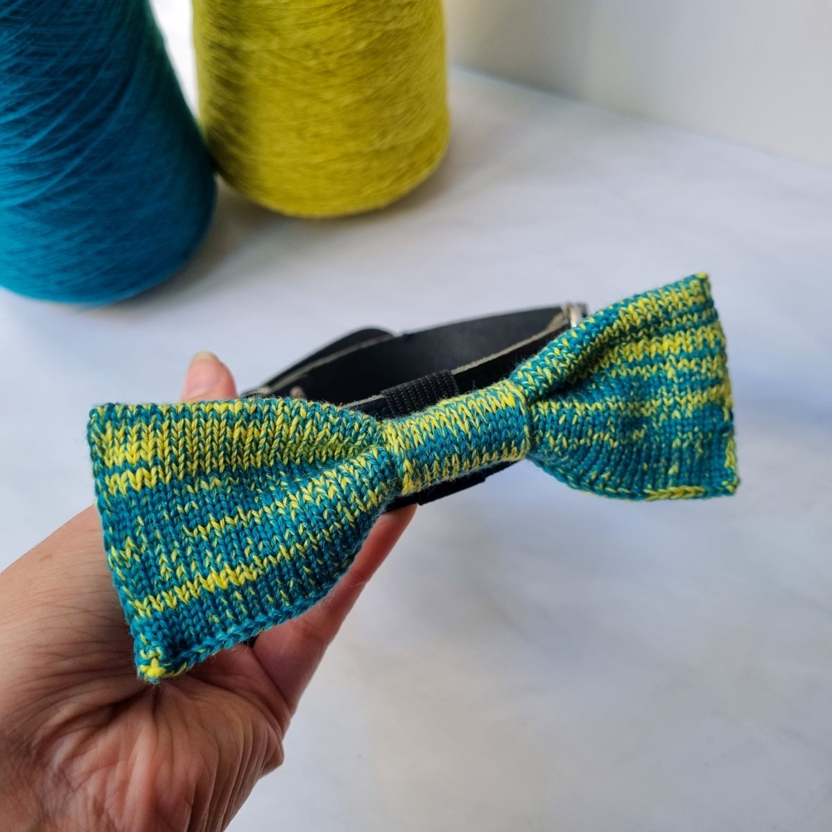 Large Dog Bow Tie: Wasabi Mix - Wool & Water