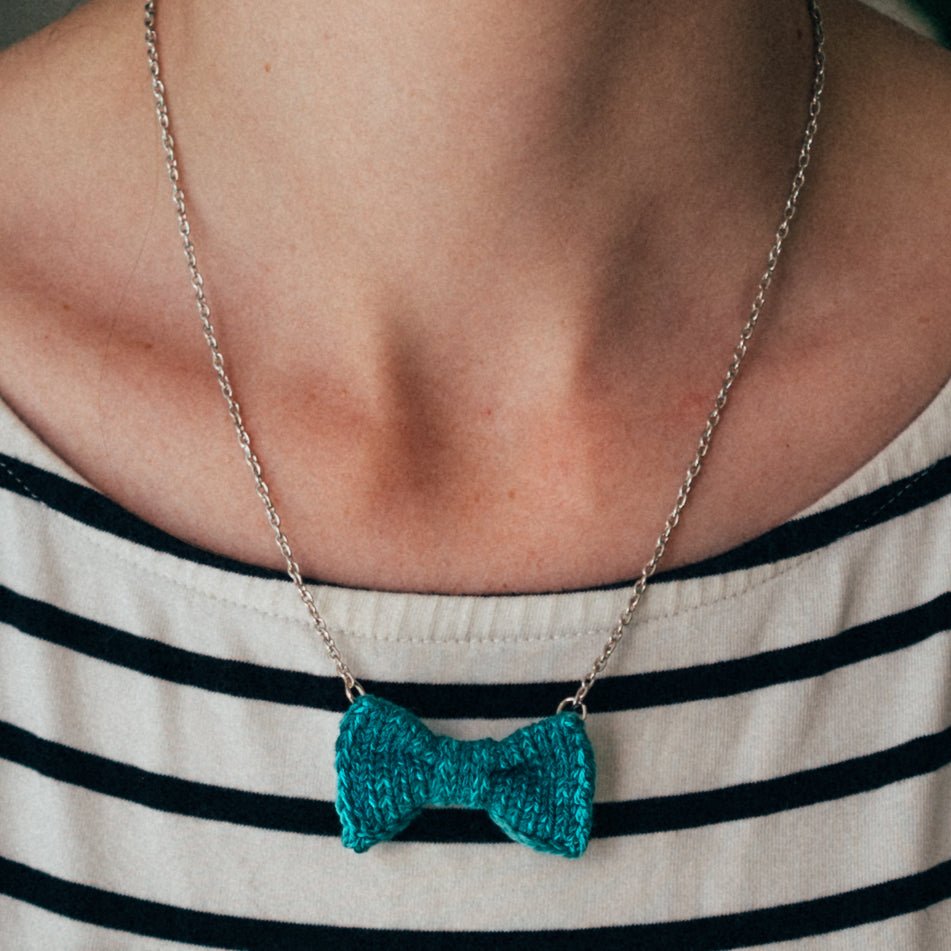 Mini Bow Tie Necklace: Jade Green - Wool & Water