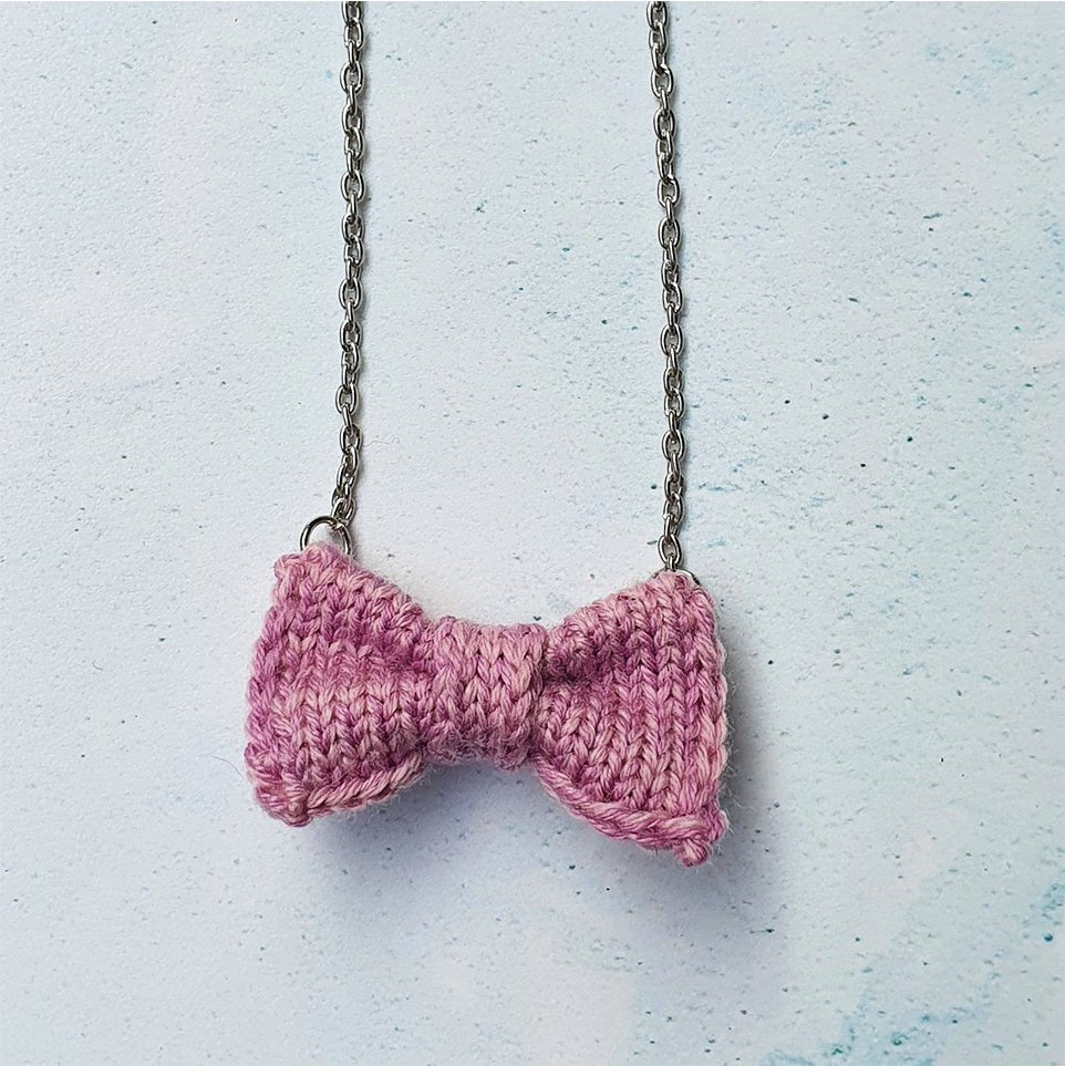 Mini Bow Tie Necklace: Pink - Wool & Water
