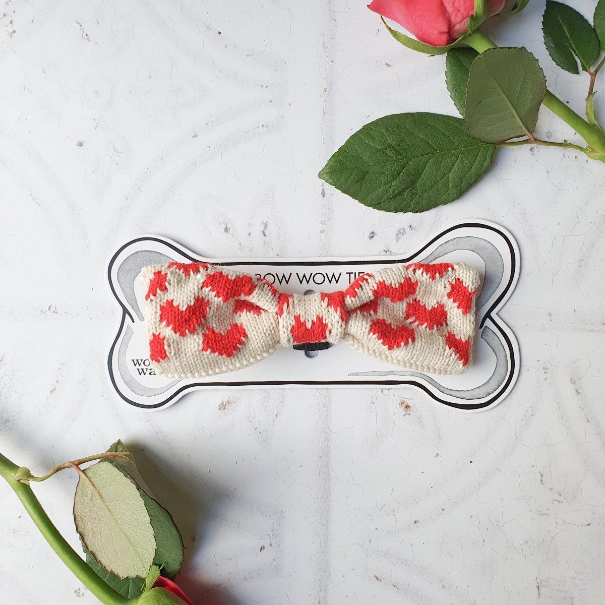 The Love Bow Tie (Cream + Red): Large Dog - Wool & Water