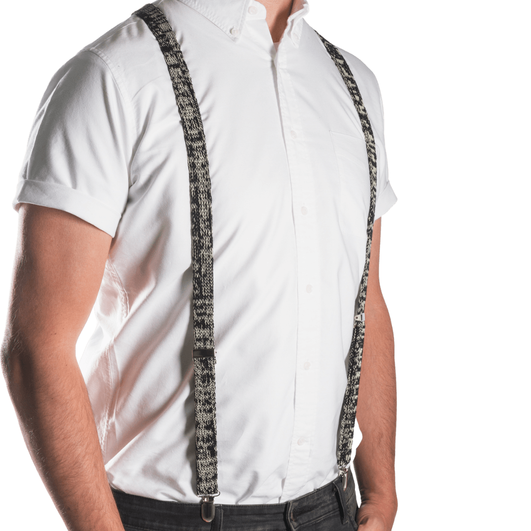 Black and Cream Suspenders / Bretels - Wool & Water