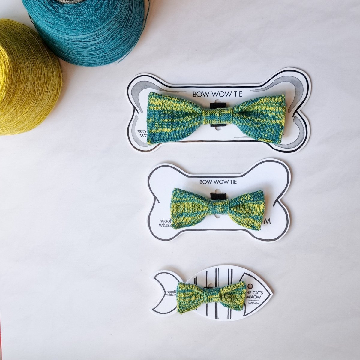 Cat / Tiny Dog Bow Tie: Wasabi Mix - Wool & Water