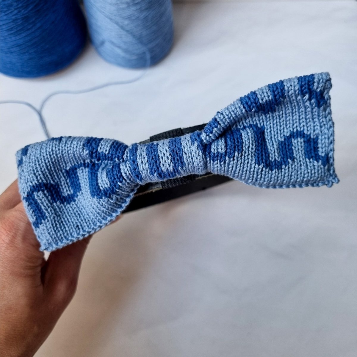 Large Dog Bow Tie: Blue Wave - Wool & Water