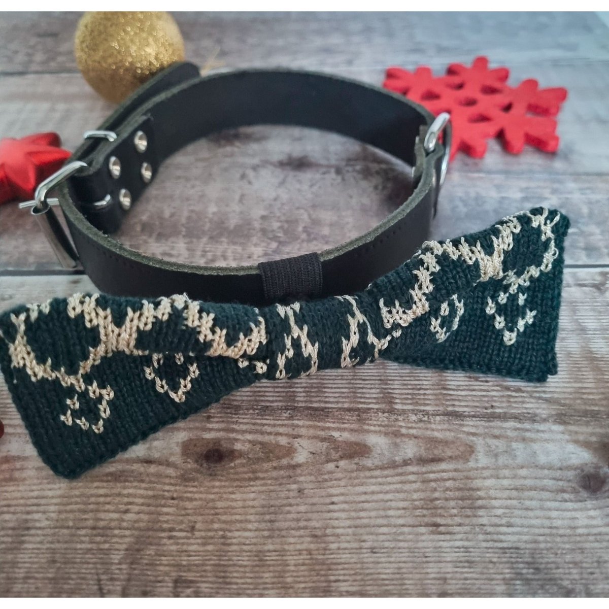 Large Dog Bow Tie: Festive Sparkle - Wool & Water