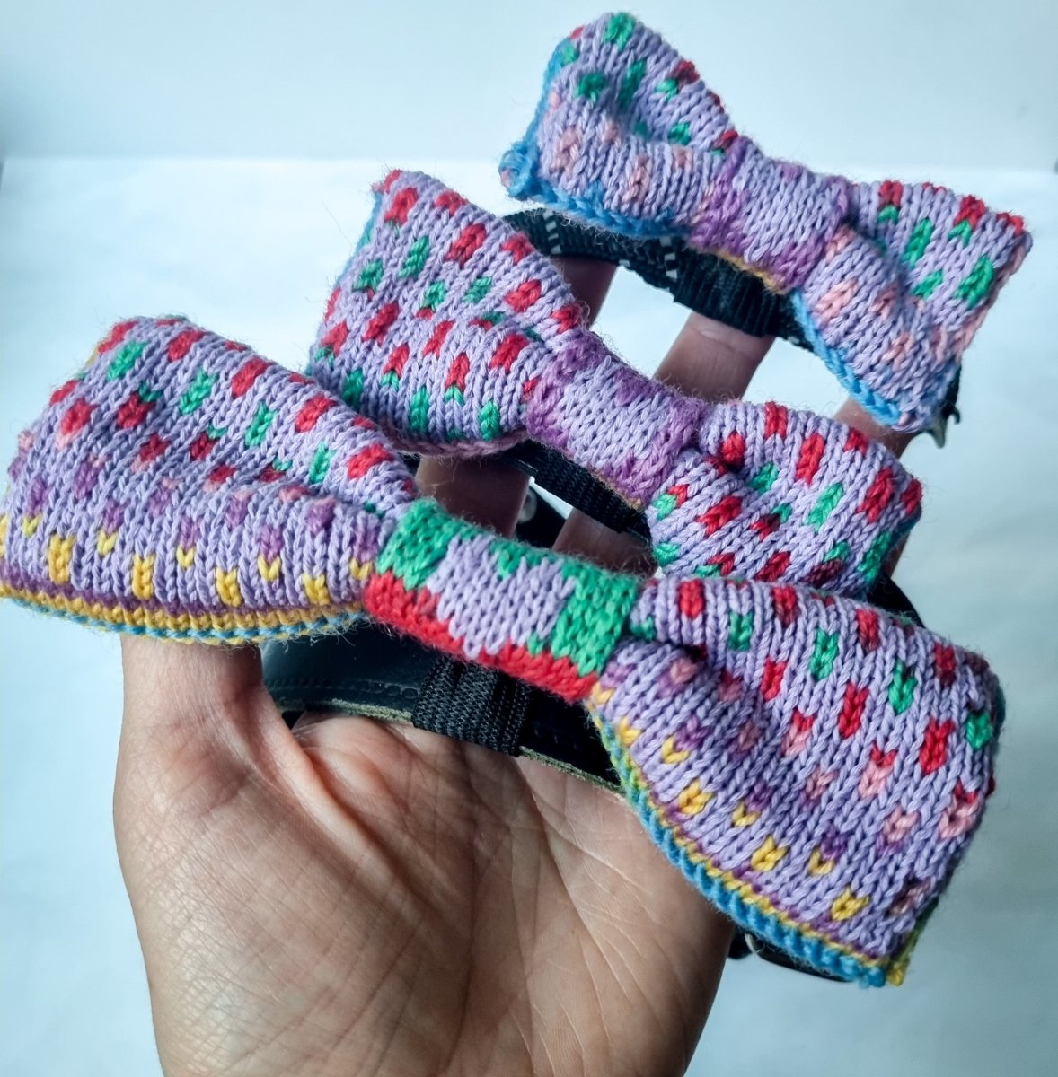 Large Dog Bow Tie: Rainbow Raindrops (Lilac) - Wool & Water