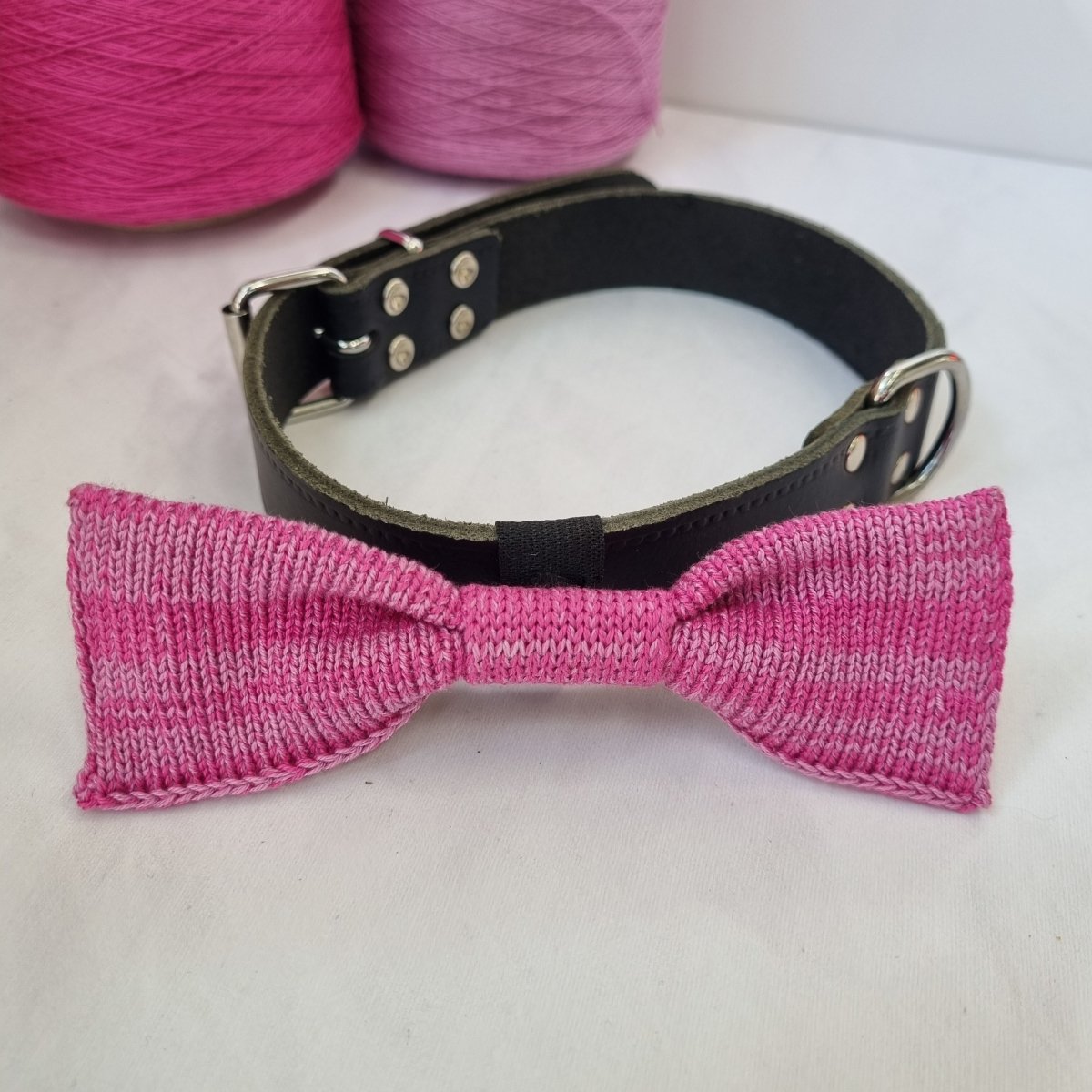 Large Dog Bow Tie: Raspberry Mix - Wool & Water
