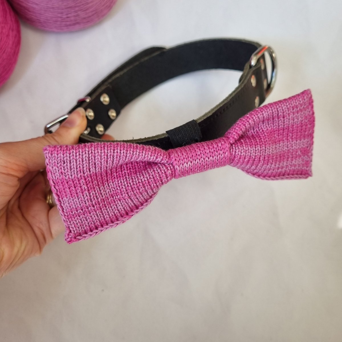 Large Dog Bow Tie: Raspberry Mix - Wool & Water