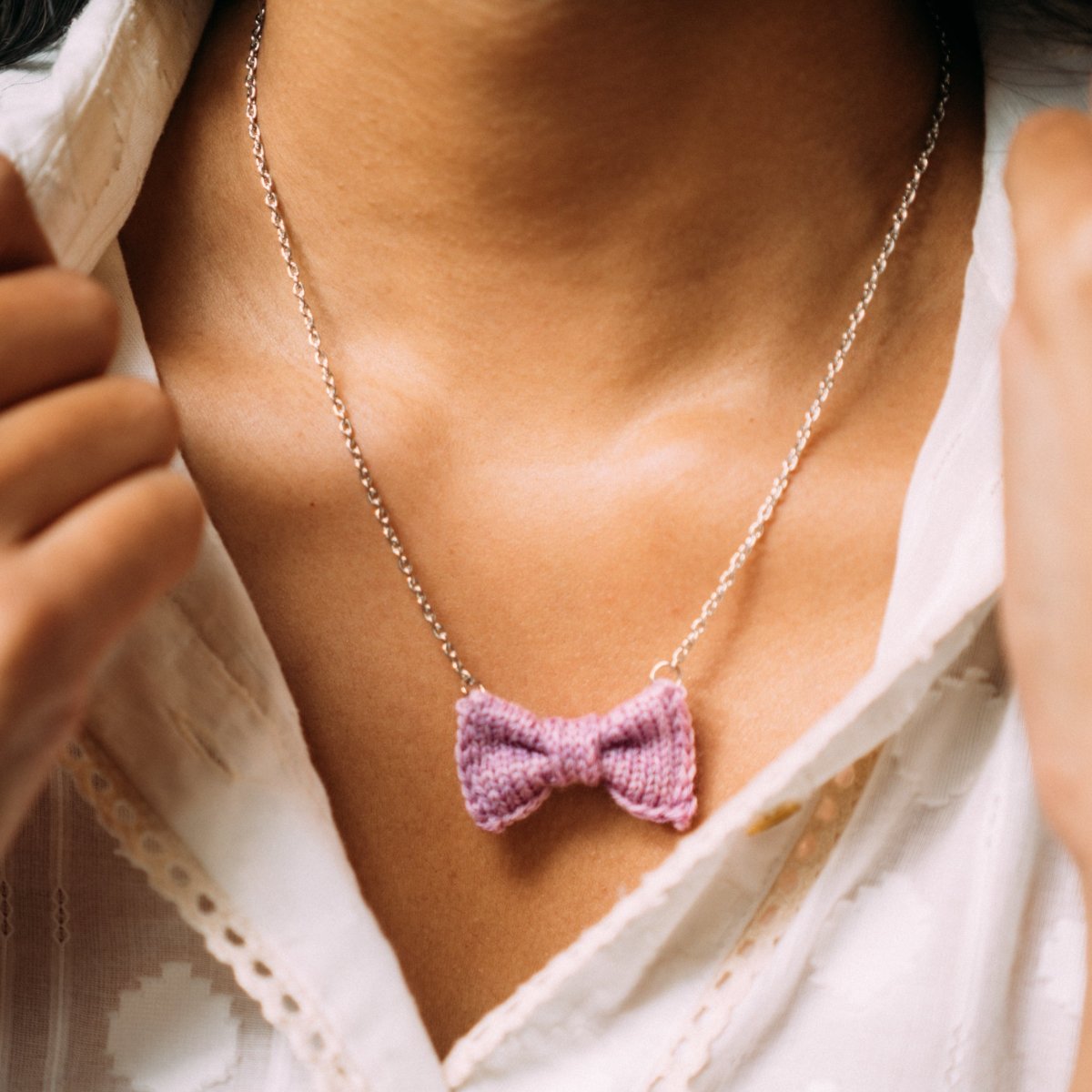 Pink Bow Necklace