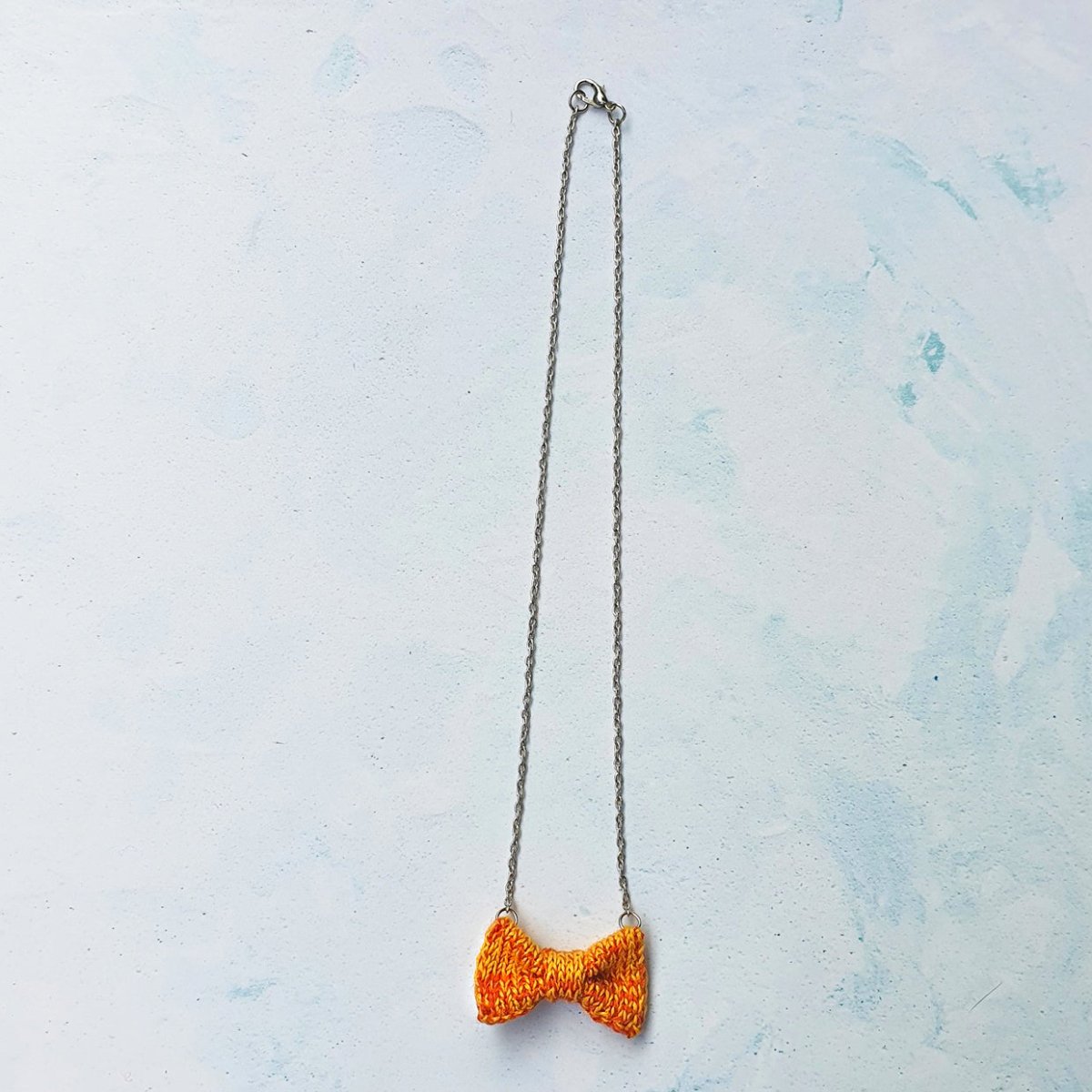 Orange Bow Tie Necklace - Wool & Water