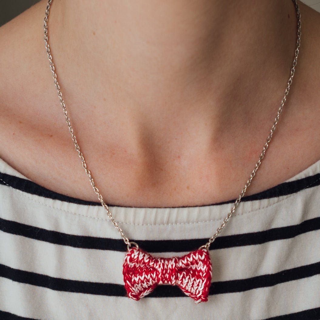 Red Bow Tie Necklace - Wool & Water