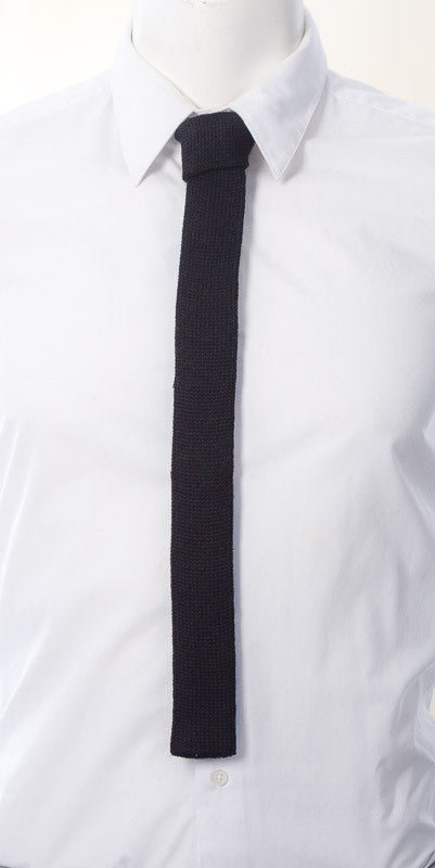 Skinny Tie: Black and Turquoise (Contrast Back) - Wool & Water