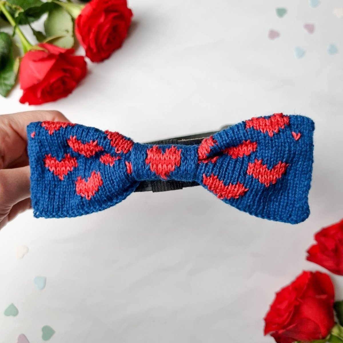 The Love Bow Tie (Petrol Blue + Reds): Large Dog - Wool & Water